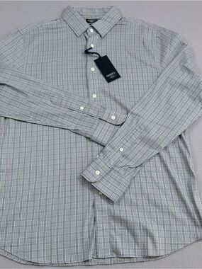 Faherty The Movement Shirt Plaid Button Down in Sage Green & Blue Size Medium NW